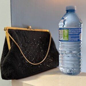 Vintage Antique 1940/50s Beaded Bag Clutch w/gold & Ivory hardward